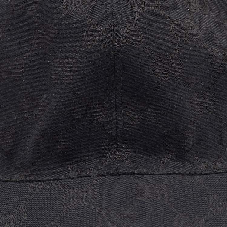 Pre Owned Gucci Black Logo Monogram Web Stripe Detail Canvas Baseball Cap L