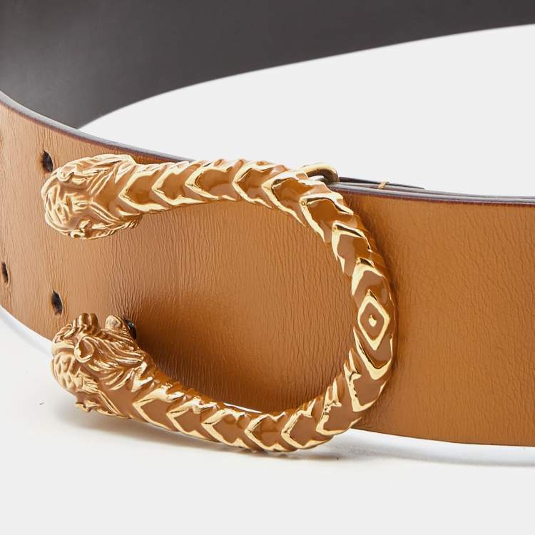 Pre Owned Gucci Tan Leather Dionysus Buckle Belt 90CM