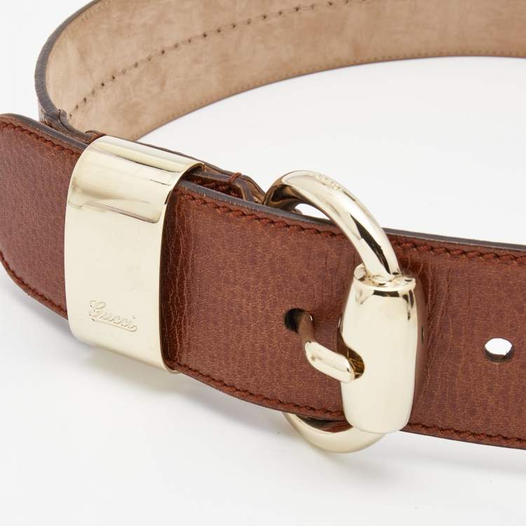 Pre Owned Gucci Brown Guccissima Leather Wide Buckle Belt 90CM