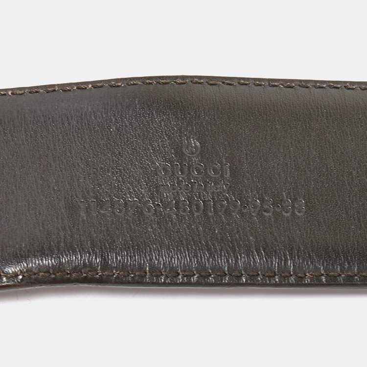 Pre Owned Gucci Beige/Brown GG Canvas and Leather Interlocking G Buckle Belt 95CM