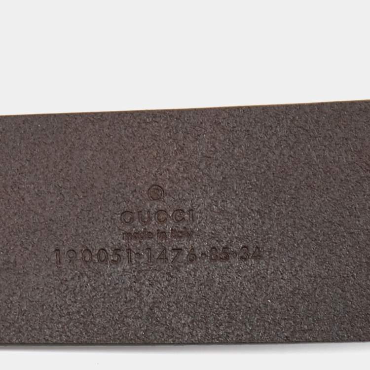 Pre Owned Gucci Dark Brown Guccissima Leather Buckle Belt 85 CM