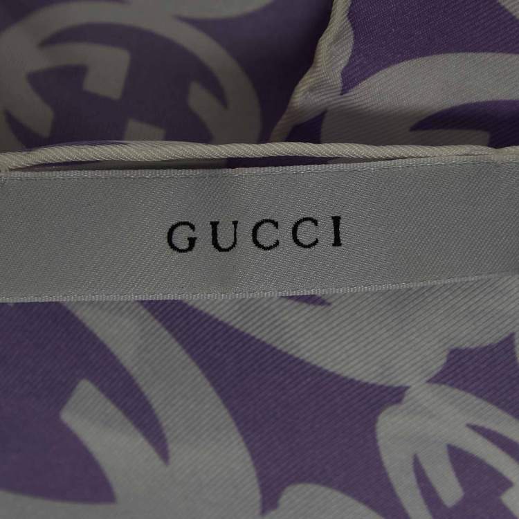 Pre Owned Gucci Purple GG Print Silk Scarf