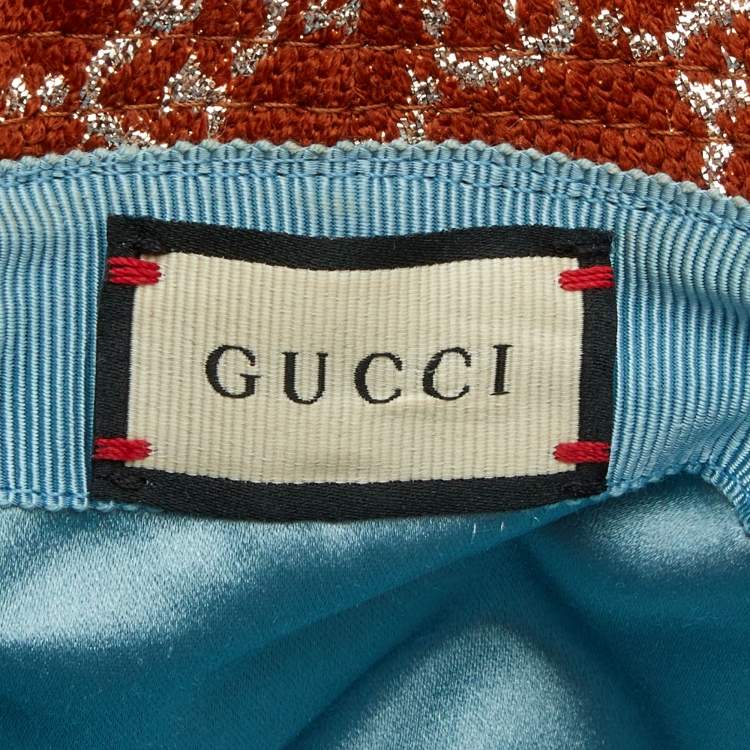 Pre Owned Gucci Brown Lurex Monogram Bucket Hat XS