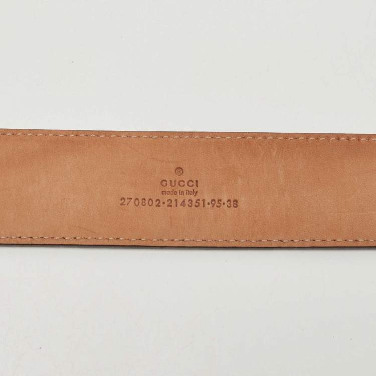 Pre Owned Gucci Brown Leather Double G Buckle Belt 95CM