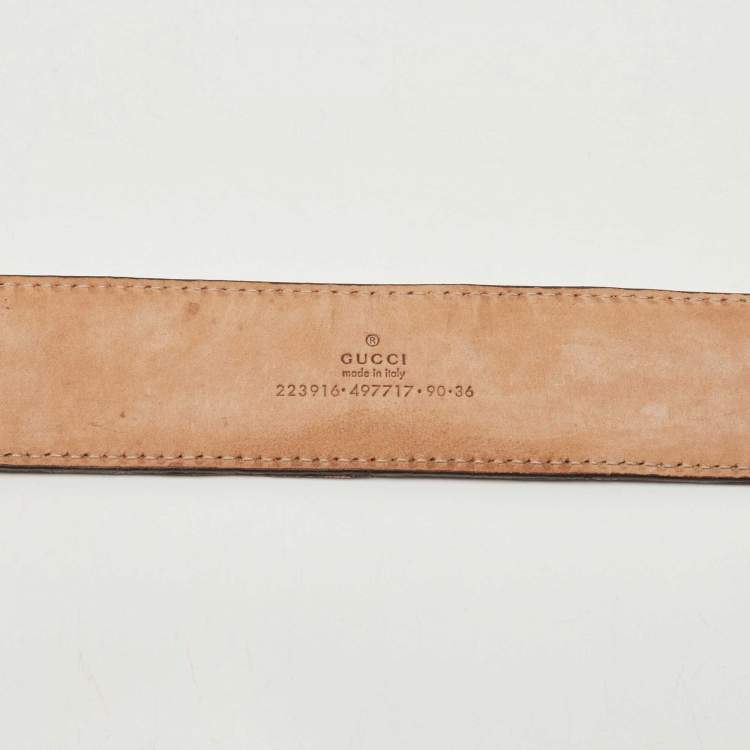 Pre Owned Gucci Brown Ostrich Leather Interlocking G Belt 90CM