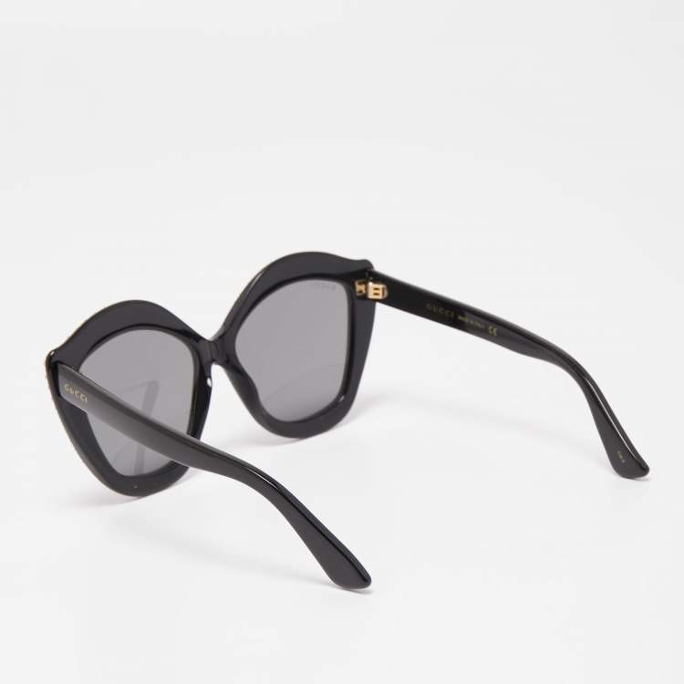 Pre Owned Gucci Black Crystals Embellished Gradient Cat Eye Sunglasses