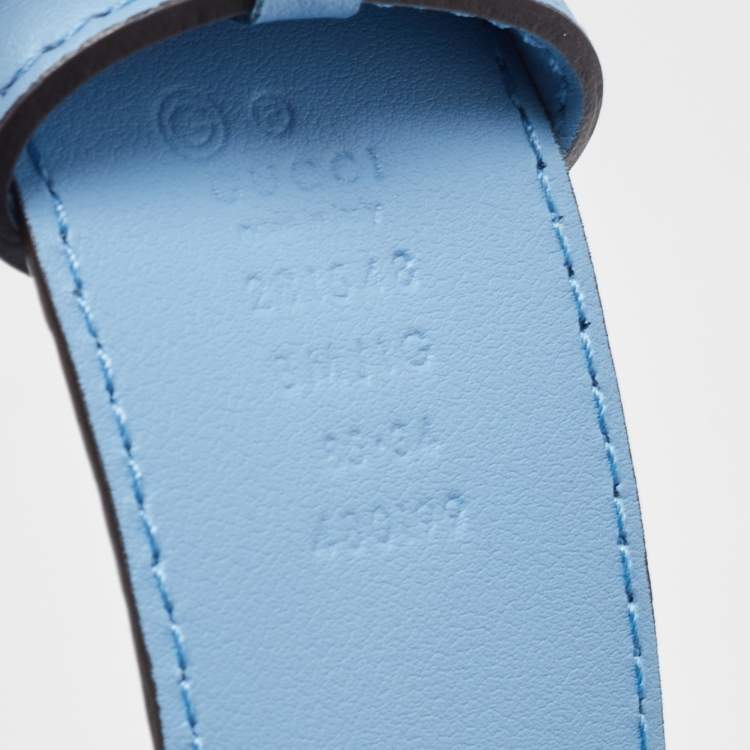 Pre Owned Gucci Blue Guccissima Leather Buckle Belt 85CM