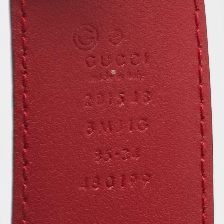 Pre Owned Gucci Red Microguccissima Leather Buckle Belt 85CM