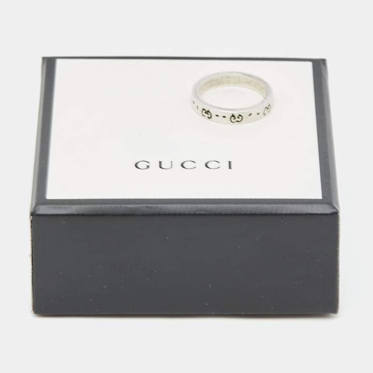 Pre Owned Gucci Icon Ghost Sterling Silver Ring 60