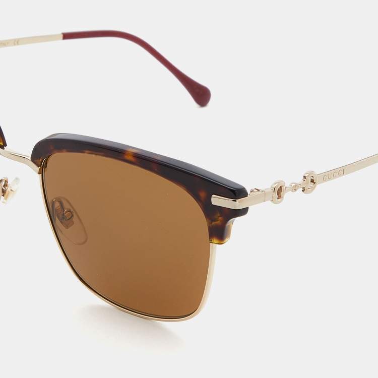 Pre Owned Gucci Brown Havana/Brown GG0918S Square Sunglasses