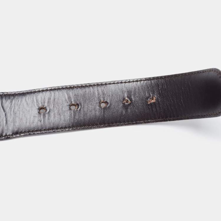 Pre Owned Gucci Beige/Brown GG Canvas and Leather Buckle Belt 90CM