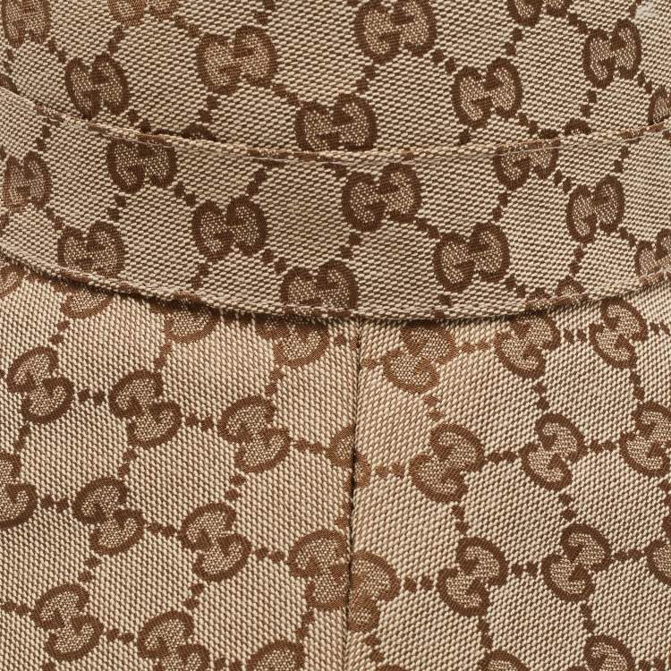 Pre Owned Gucci Brown GG Canvas Jacquard Wide Brim Bucket Hat S