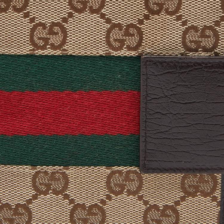 مملوكة مسبقًا Gucci Beige/Brown GG Canvas and Leather Small Web Ring Agenda Cover