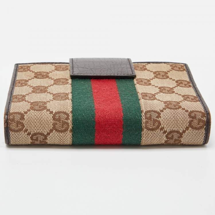مملوكة مسبقًا Gucci Beige/Brown GG Canvas and Leather Small Web Ring Agenda Cover