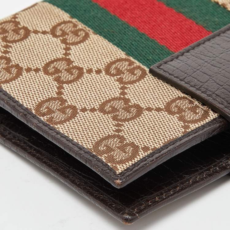 مملوكة مسبقًا Gucci Beige/Brown GG Canvas and Leather Small Web Ring Agenda Cover