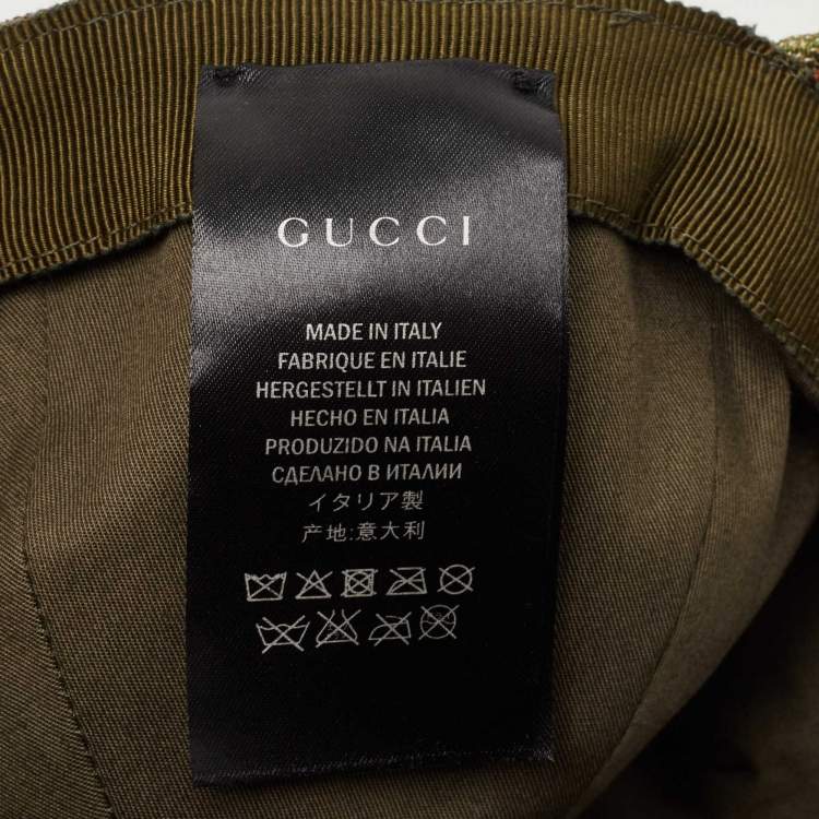 Pre Owned Gucci Green Floral Embroidered & Jacquard Baseball Cap L