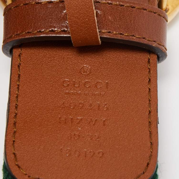 Pre Owned Gucci Black Web Fabric and Leather Interlocking GG Buckle Belt 80CM