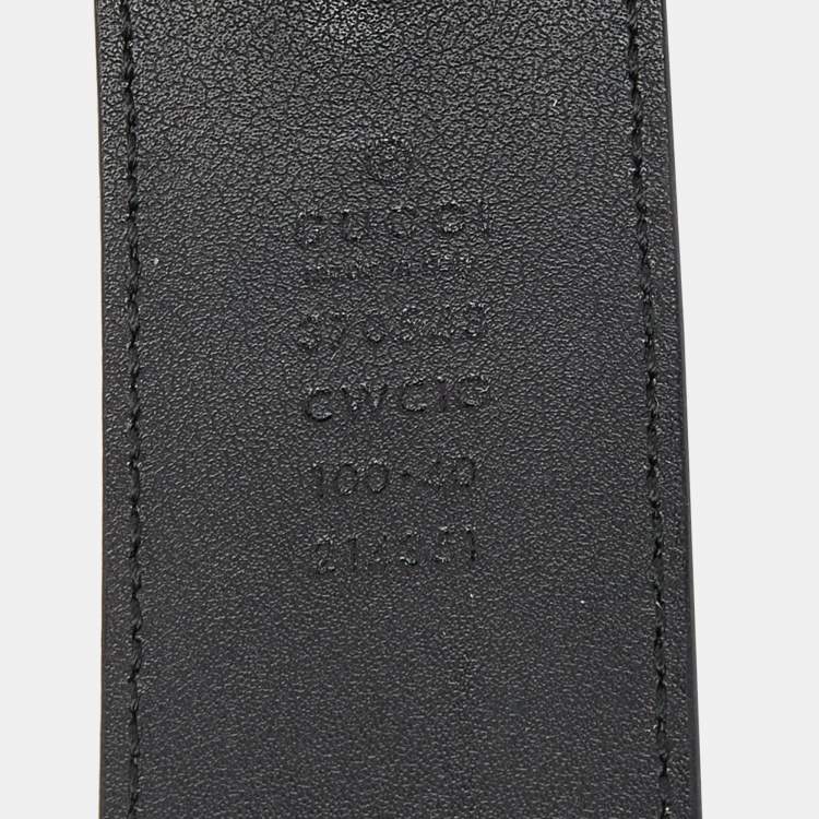 Pre Owned Gucci Black Guccissima Leather Interlocking GG Buckle Belt 100CM