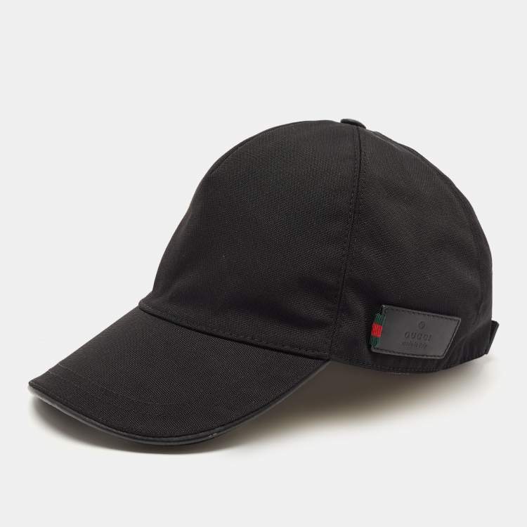 Pre Owned Gucci Black Canvas Baseball Cap L