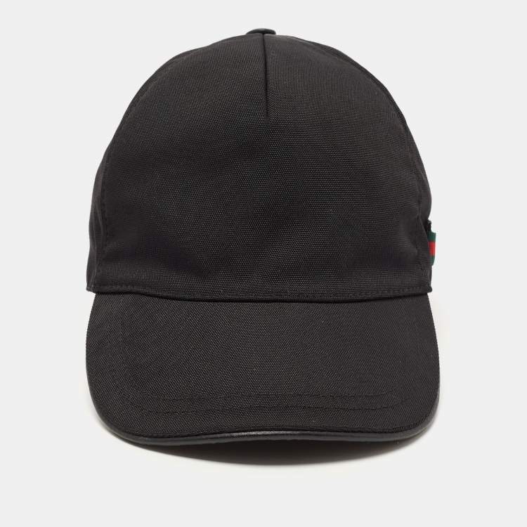 Pre Owned Gucci Black Canvas Baseball Cap L