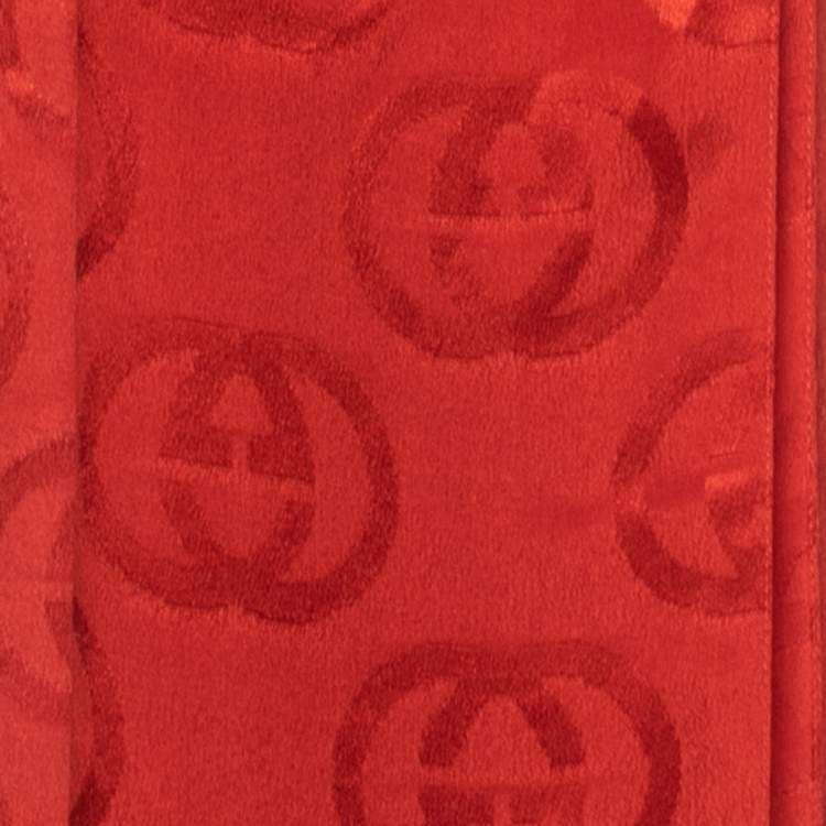مملوكة مسبقًا Gucci Red GG Pattern Silk Fringed Stole