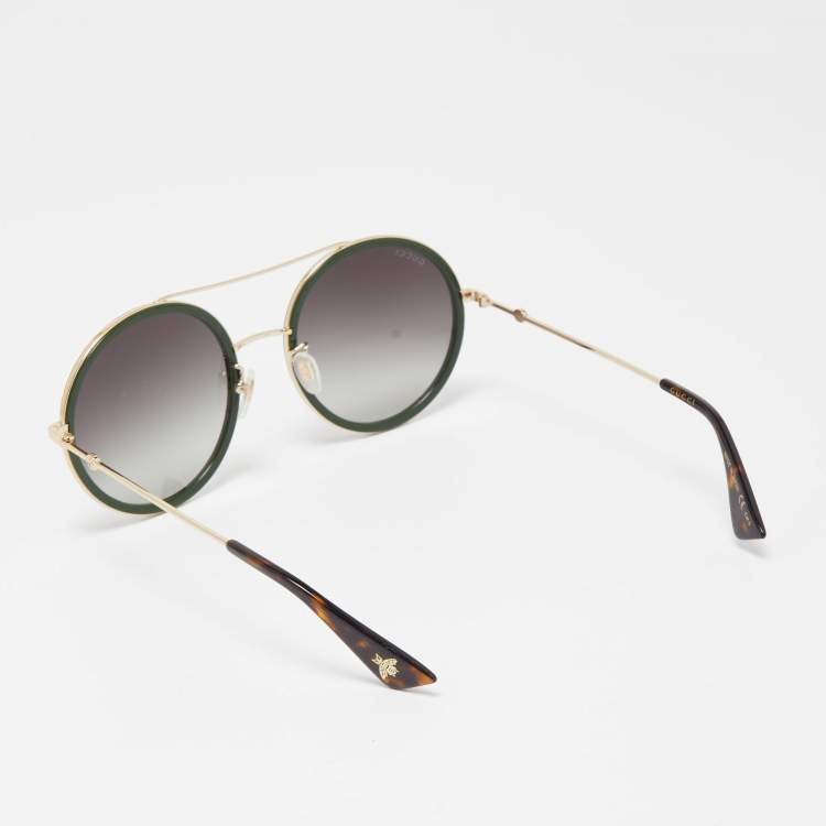 Pre Owned Gucci Red/Green Gradient GG0061S Round Sunglasses