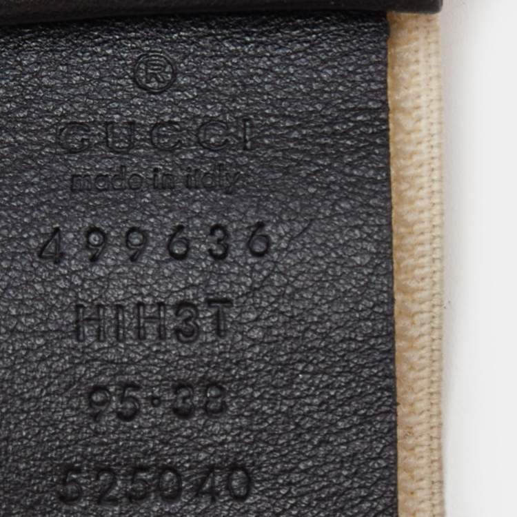 Pre Owned Gucci Red/Off White Logo Elastic Band Double G Crystals Belt 95CM