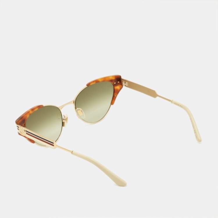 Pre Owned Gucci Brown/Green Gradient GG0522S Cat-Eye Sunglasses