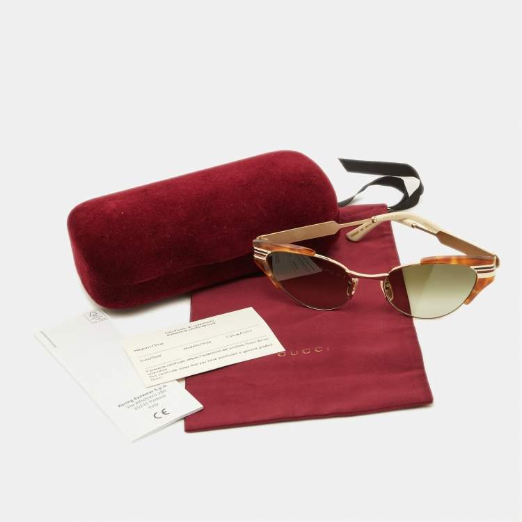 Pre Owned Gucci Brown/Green Gradient GG0522S Cat-Eye Sunglasses