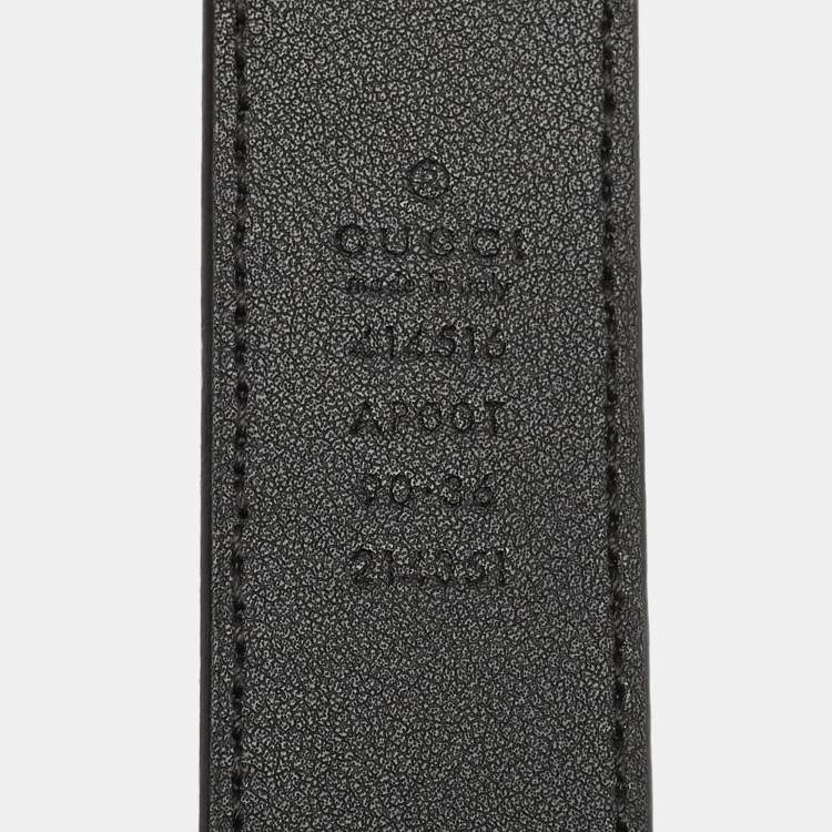 Pre Owned Gucci Black Leather Double G Buckle Belt 90CM