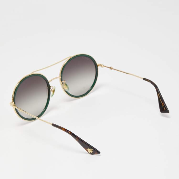 Pre Owned Gucci Red/Green Gradient GG0061S Round Sunglasses