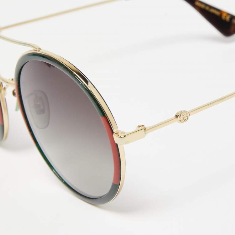 Pre Owned Gucci Red/Green Gradient GG0061S Round Sunglasses