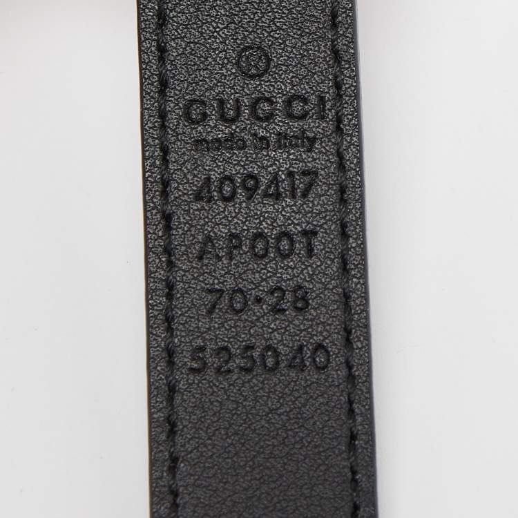 Pre Owned Gucci Black Leather GG Marmont Slim Buckle Belt 70CM