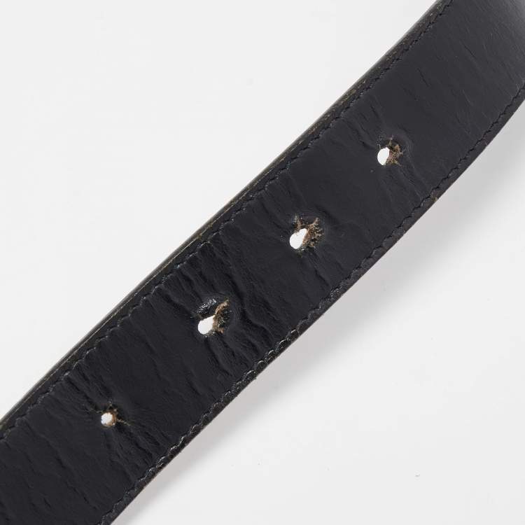 Pre Owned Gucci Black Leather G Buckle Reversible Belt 90CM