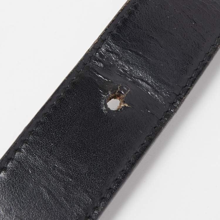 Pre Owned Gucci Black Leather G Buckle Reversible Belt 90CM