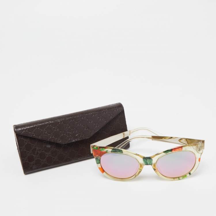 Pre Owned Gucci Multicolor Printed GG 3740/S Cat Eye Sunglasses