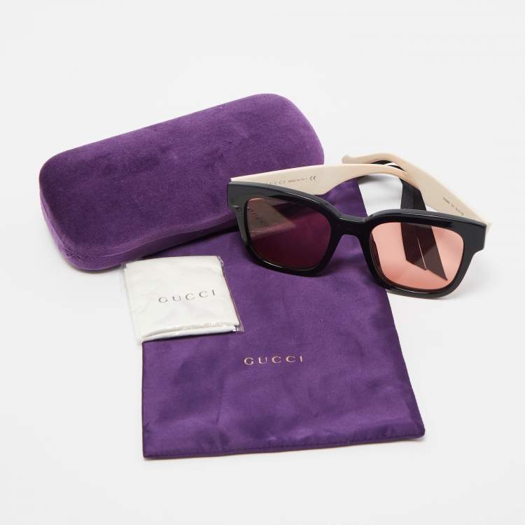 Pre Owned Gucci White/Black GG0998S Double G Square Sunglasses