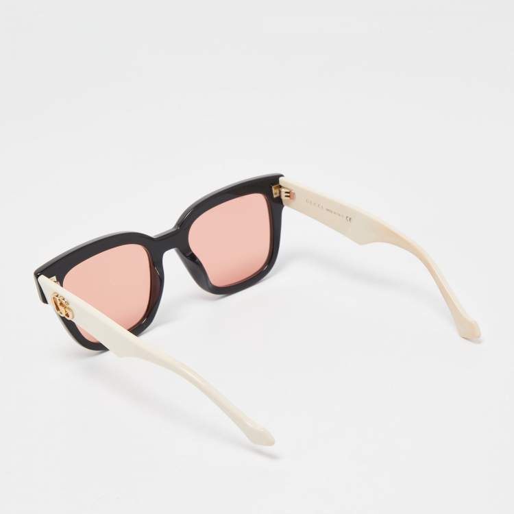 Pre Owned Gucci White/Black GG0998S Double G Square Sunglasses