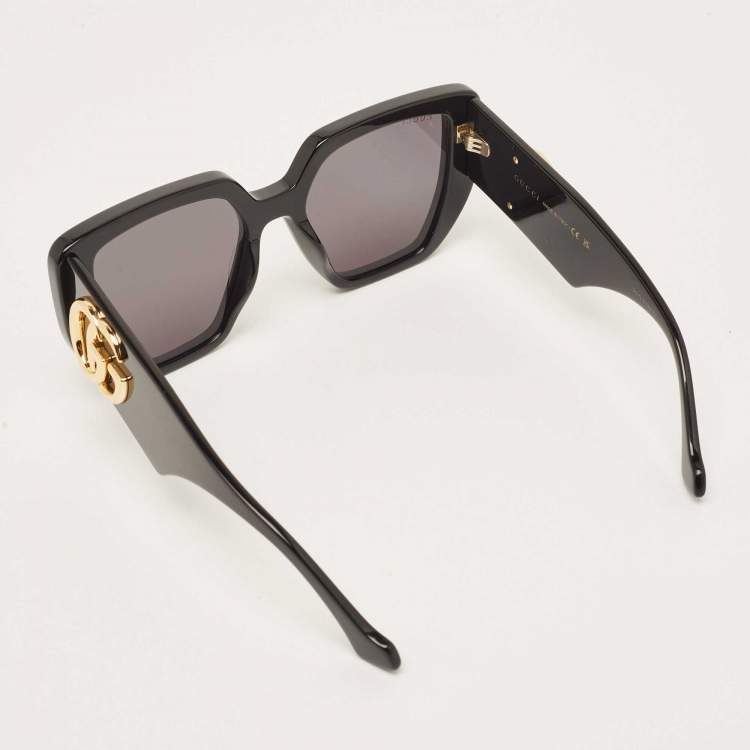Pre Owned Gucci Black GG0956S Square Oversized Sunglasses