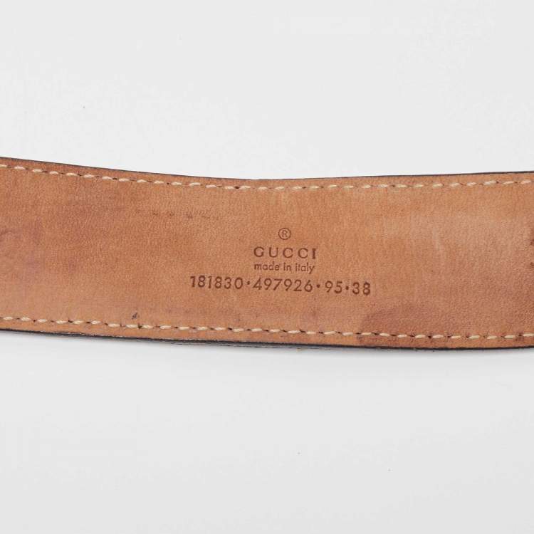 مملوكة مسبقًا Gucci Black GG Supreme Canvas and Leather Logo Belt 95CM