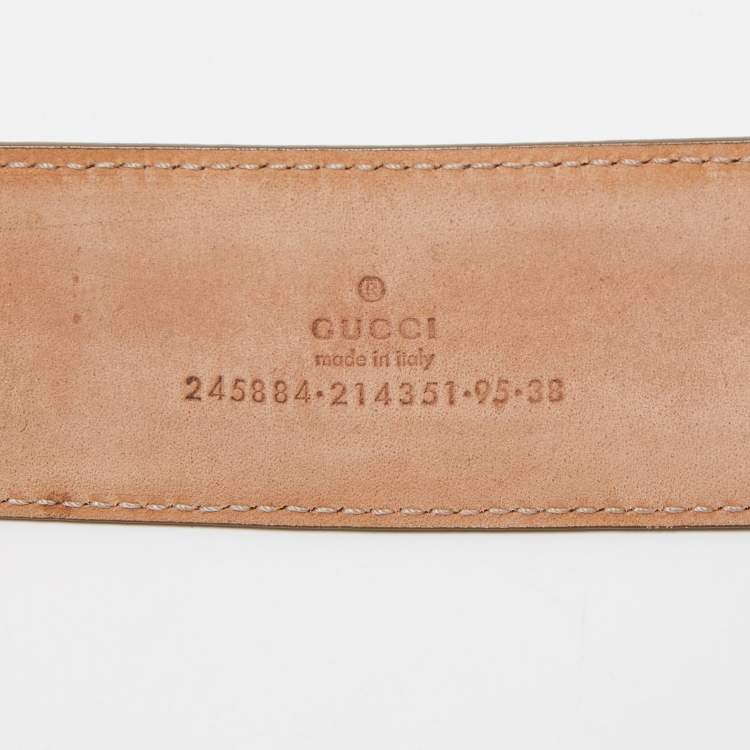 Pre Owned Gucci Brown Leather 1973 Logo Belt 95CM