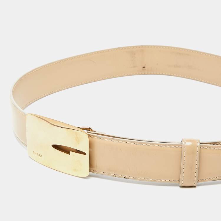 Pre Owned Gucci Beige Leather Buckle Belt 75CM