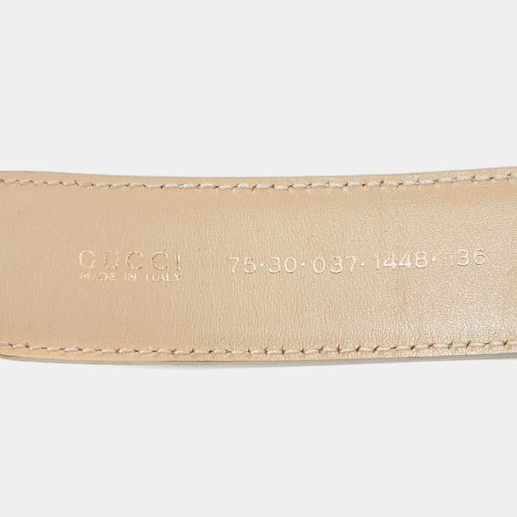 Pre Owned Gucci Beige Leather Buckle Belt 75CM
