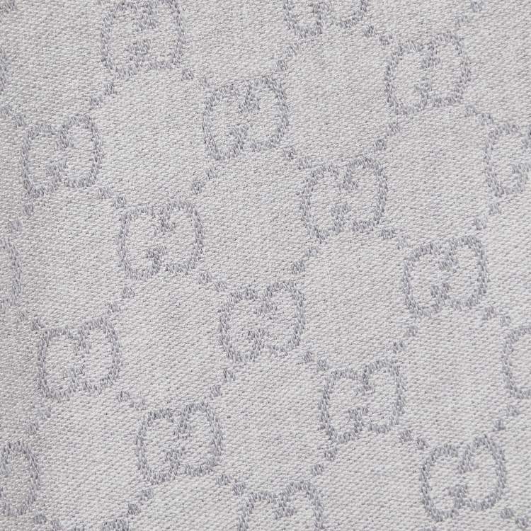 Pre Owned Gucci Grey Guccissima Patterned Wool Jacquard Scarf