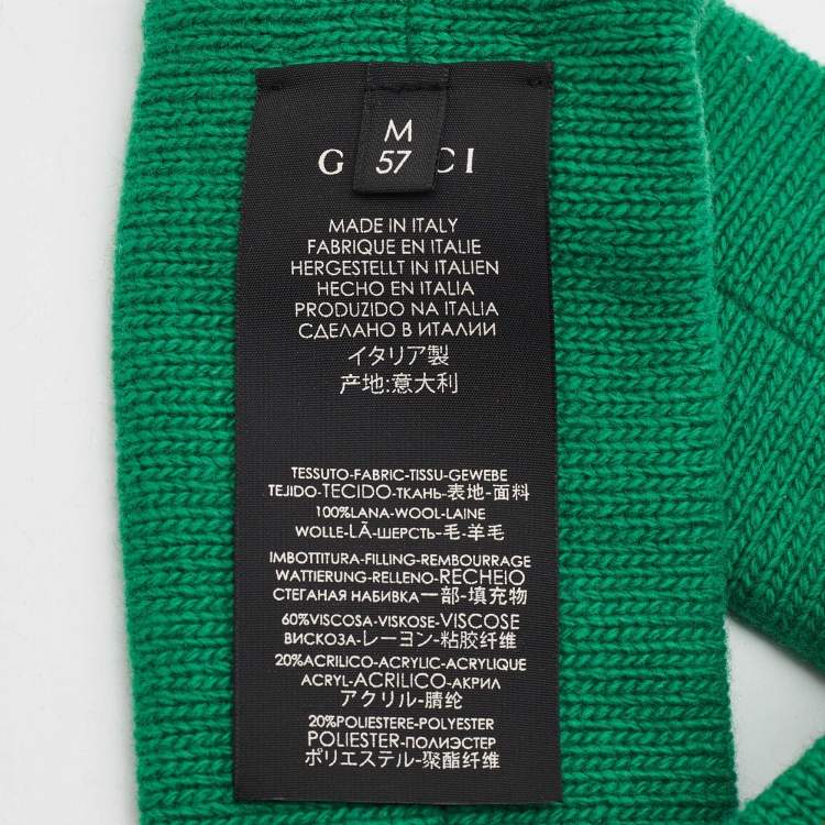 Pre Owned Gucci Green Web Stripe Wool Knit Interlocking Logo Head Band M