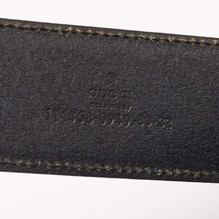 مملوكة مسبقًا Gucci Black Leather Metal Bamboo Interlocking G Belt 80CM