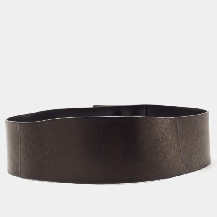 Pre Owned Gucci Black Leather Wide Waist Belt