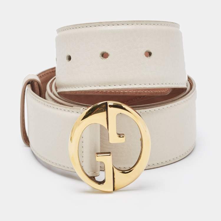 Gucci Off White Leather 1973 Logo Belt 90CM Gucci The Luxury Closet