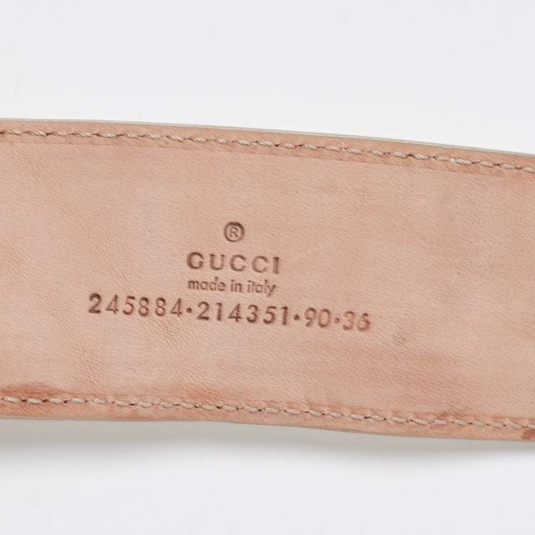 Pre Owned Gucci Off-White Leather 1973 Logo Belt 90CM
