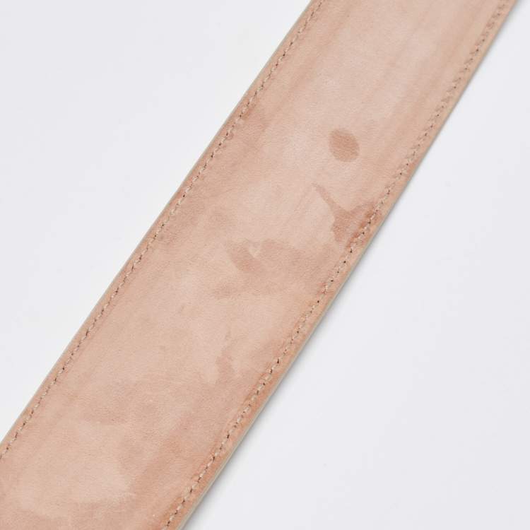 Pre Owned Gucci Off-White Leather 1973 Logo Belt 90CM